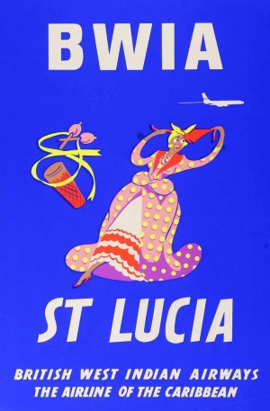 BWIA St Lucia original travel poster
